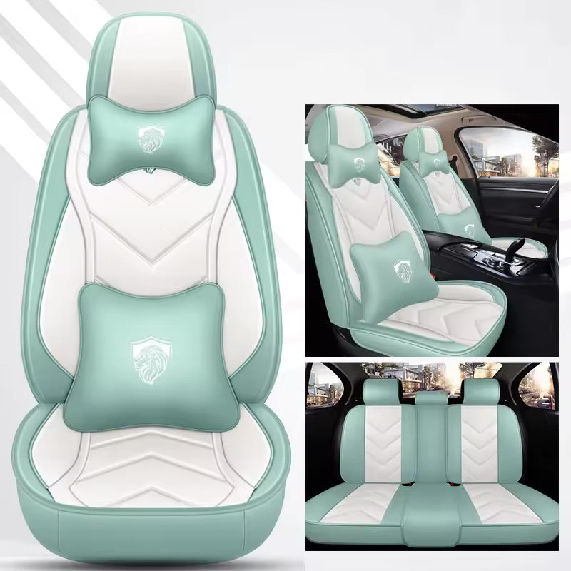 Leather Car Seat Covers – Universal Fit for Sedans and SUVs, Waterproof Full Seat Protection - Delicate Leather  