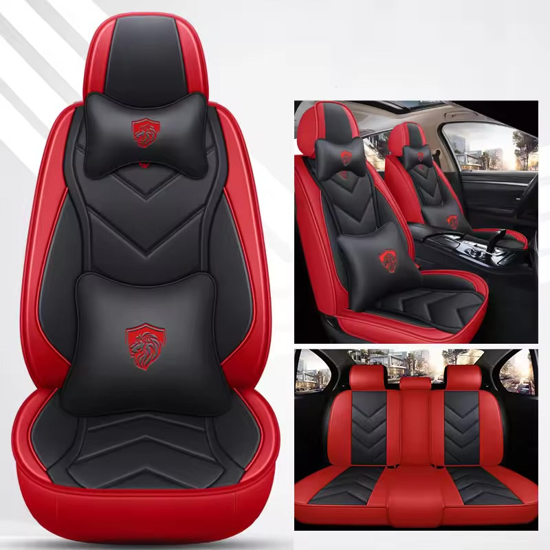 Leather Car Seat Covers – Universal Fit for Sedans and SUVs, Waterproof Full Seat Protection - Delicate Leather  