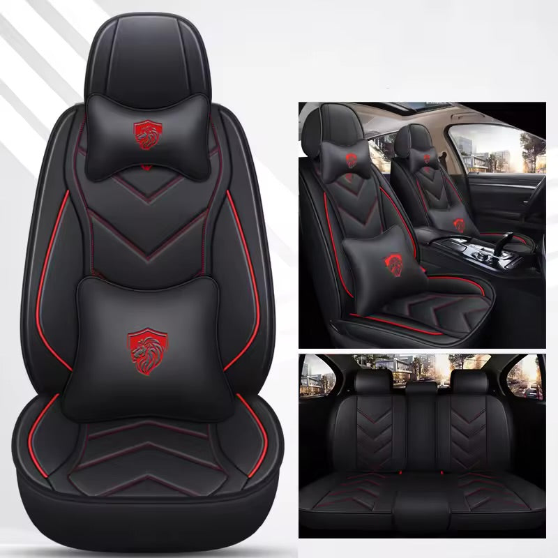 Leather Car Seat Covers – Universal Fit for Sedans and SUVs, Waterproof Full Seat Protection - Delicate Leather  