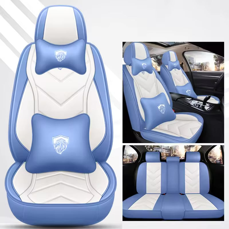 Leather Car Seat Covers – Universal Fit for Sedans and SUVs, Waterproof Full Seat Protection - Delicate Leather  