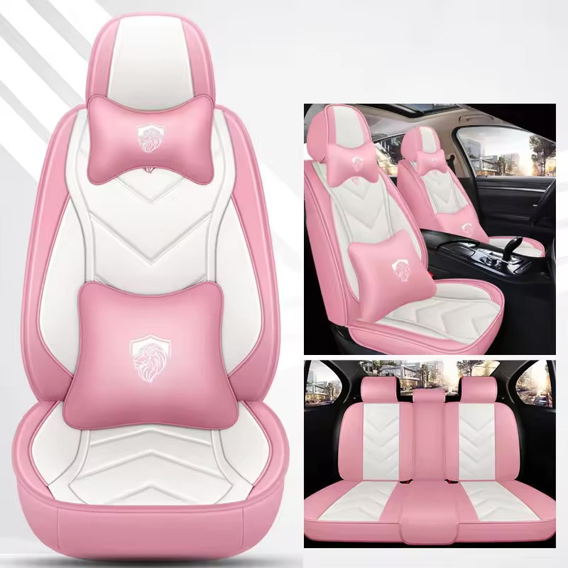 Leather Car Seat Covers – Universal Fit for Sedans and SUVs, Waterproof Full Seat Protection - Delicate Leather  