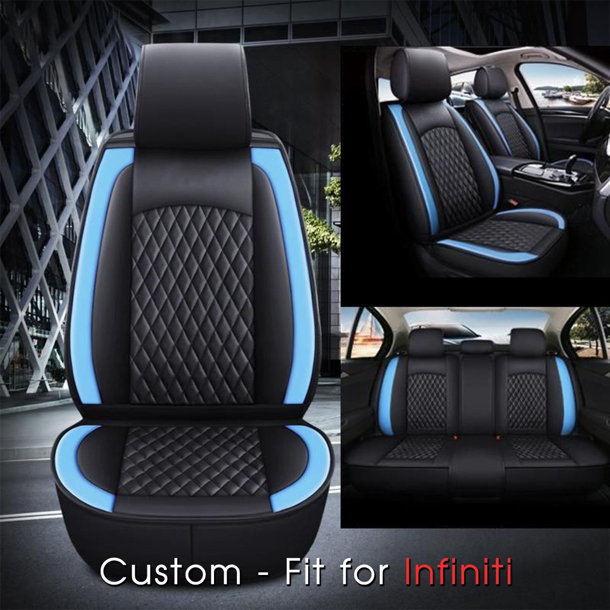 2 Car Seat Covers Full Set, Custom-Fit For Car, Waterproof Leather Front Rear Seat Automotive Protection Cushions, Car Accessories DLIN211
