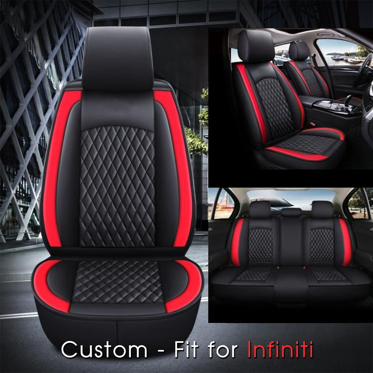 2 Car Seat Covers Full Set, Custom-Fit For Car, Waterproof Leather Front Rear Seat Automotive Protection Cushions, Car Accessories DLIN211