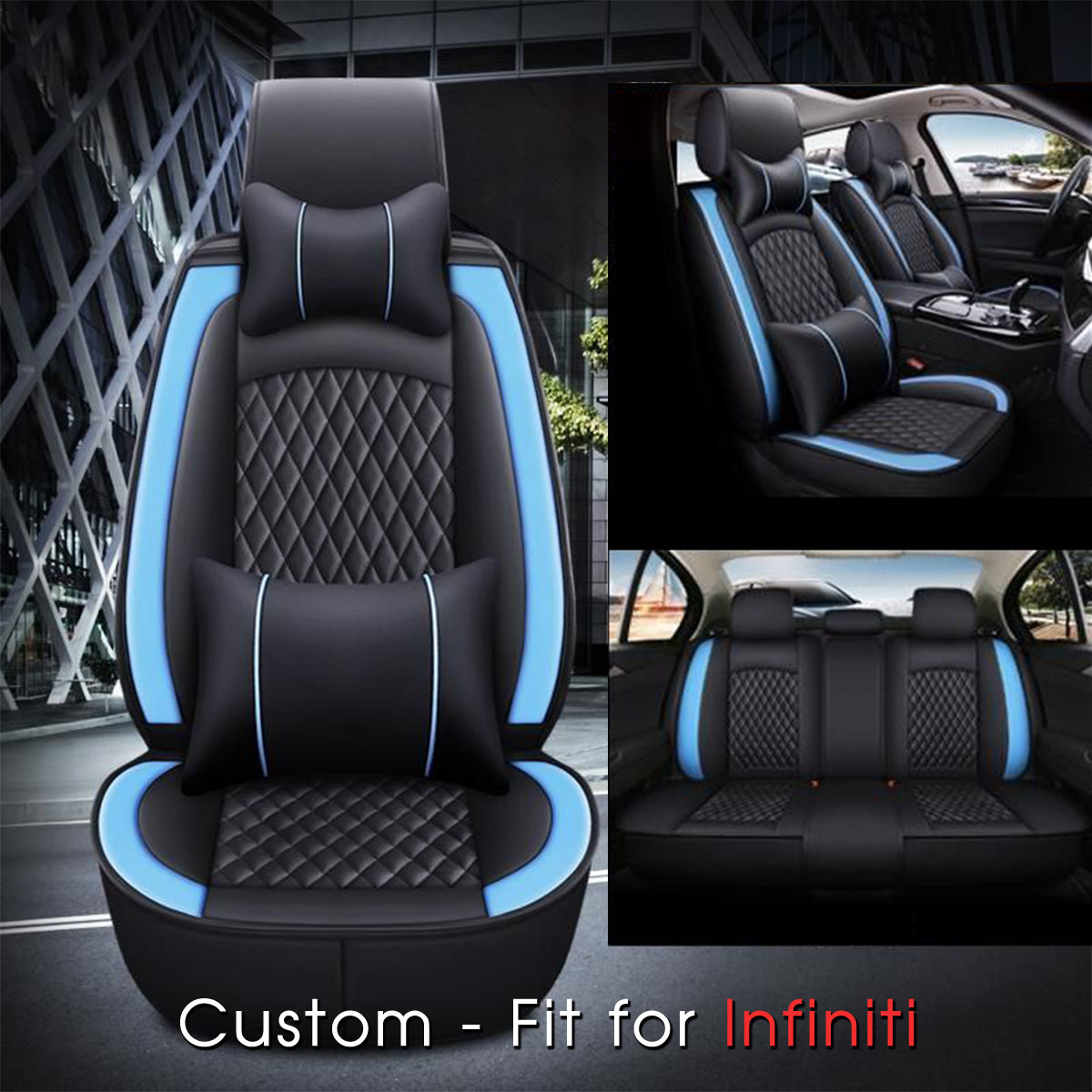 2 Car Seat Covers Full Set, Custom-Fit For Car, Waterproof Leather Front Rear Seat Automotive Protection Cushions, Car Accessories DLIN211