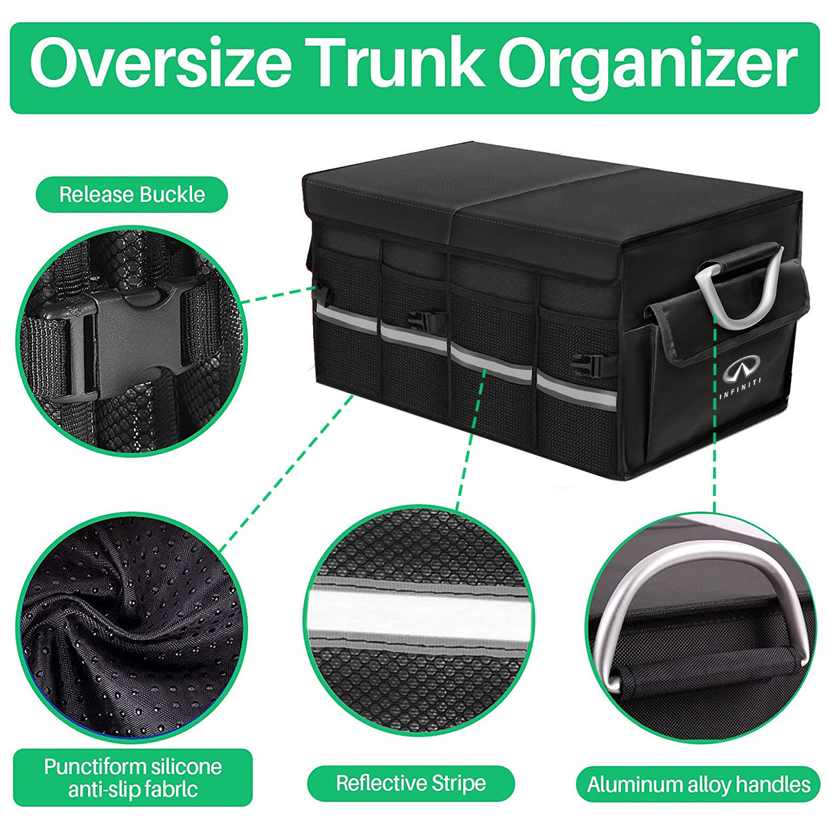 Big Trunk Organizer, Cargo Organizer SUV Trunk Storage Waterproof Collapsible Durable Multi Compartments IN12994 - Delicate Leather