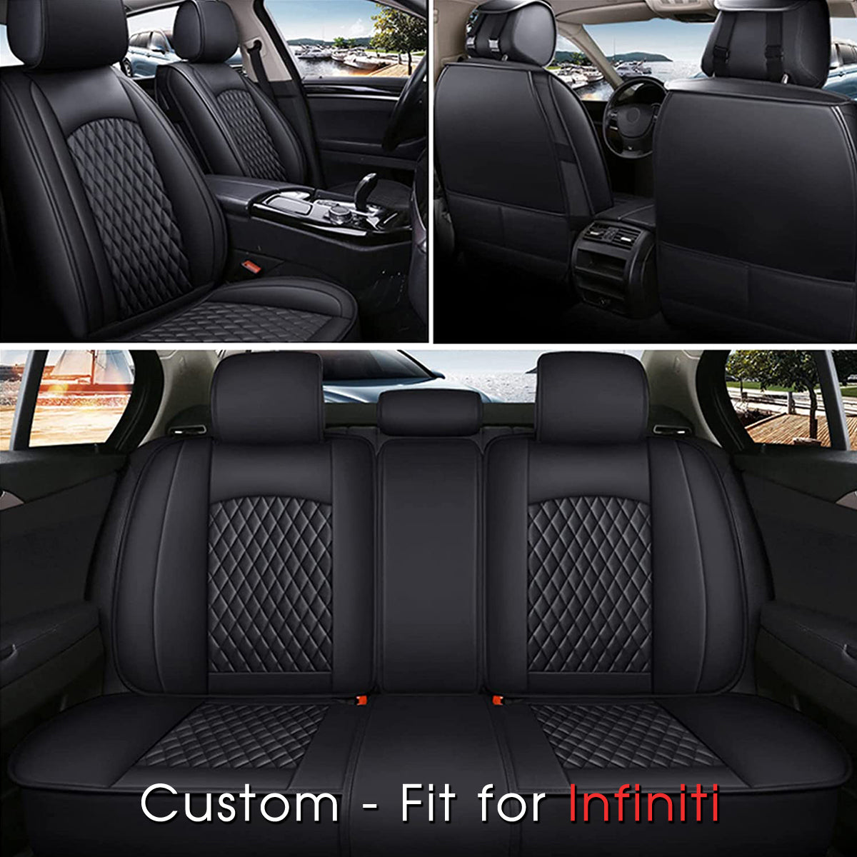 2 Car Seat Covers Full Set, Custom-Fit For Car, Waterproof Leather Front Rear Seat Automotive Protection Cushions, Car Accessories DLIN211