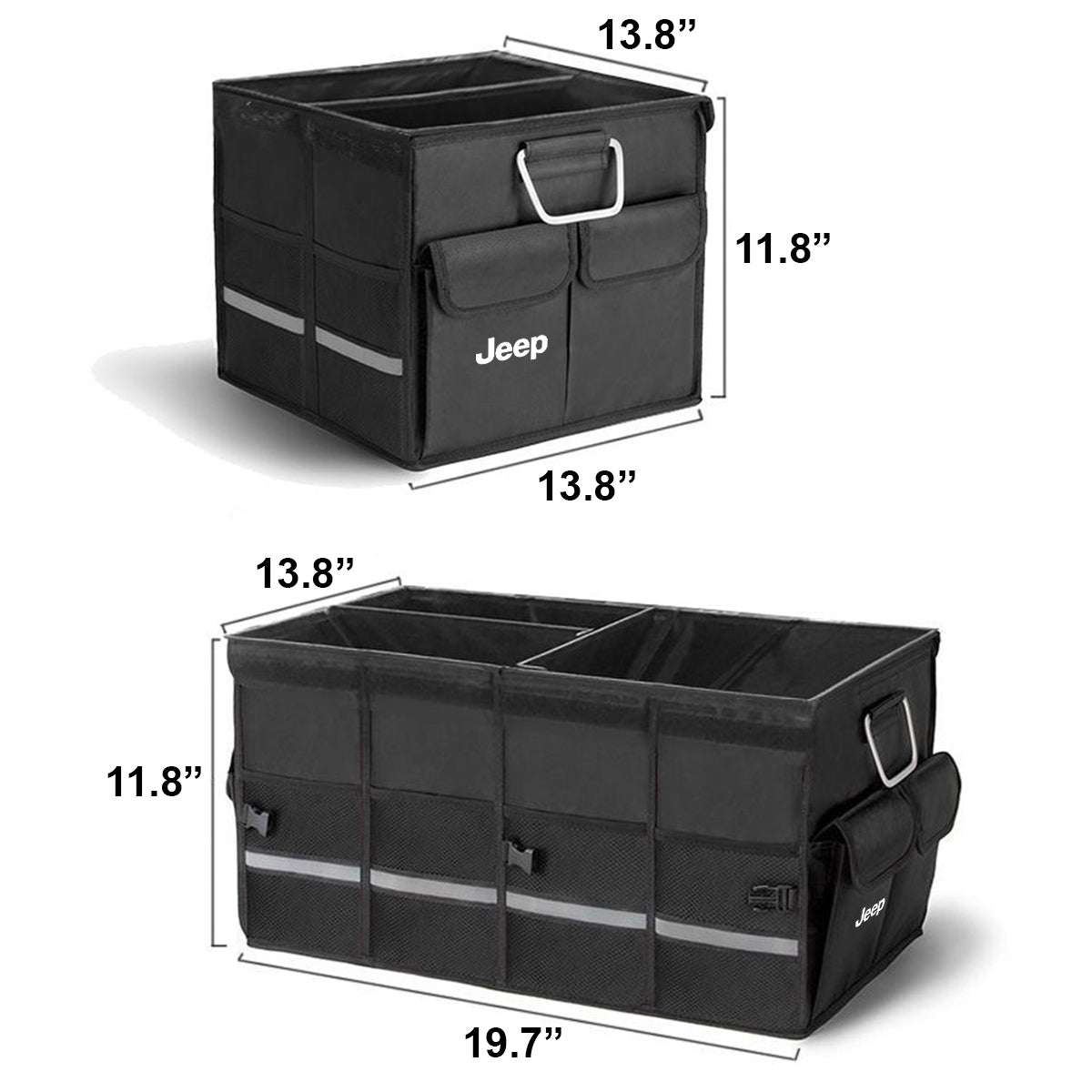 Big Trunk Organizer, Cargo Organizer SUV Trunk Storage Waterproof Collapsible Durable Multi Compartments JE12994 - Delicate Leather