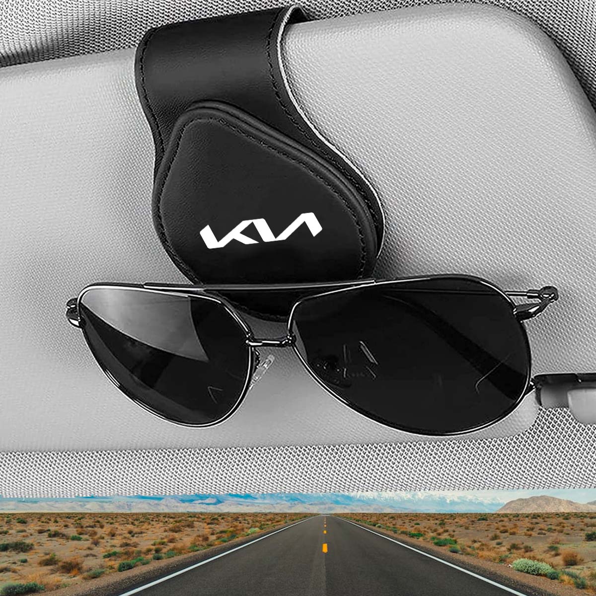 Car Sunglasses Holder, Custom For Your Cars, Magnetic Leather Glasses Frame 2023 Update UE13995 - Delicate Leather