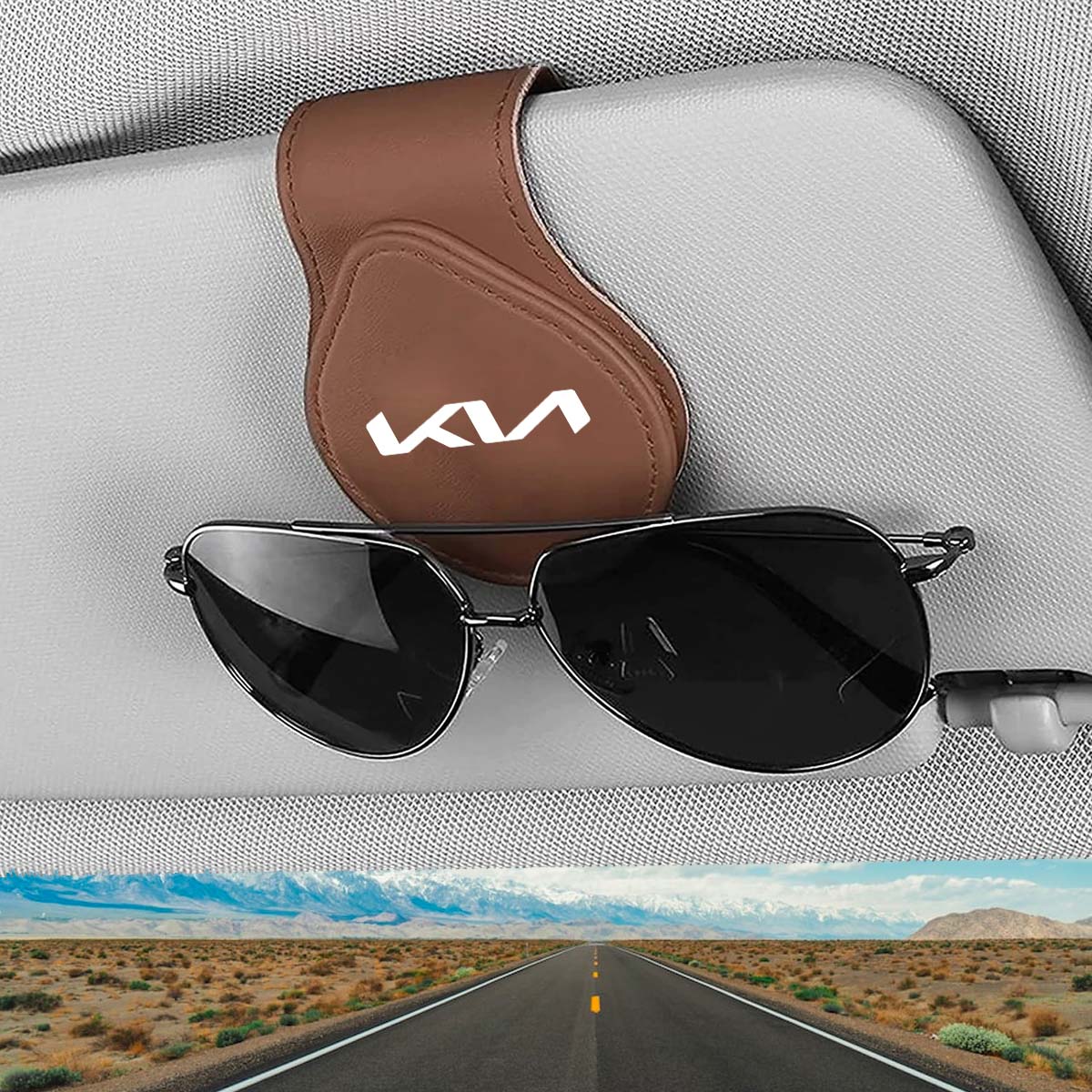 Car Sunglasses Holder, Custom For Your Cars, Magnetic Leather Glasses Frame 2023 Update UE13995 - Delicate Leather