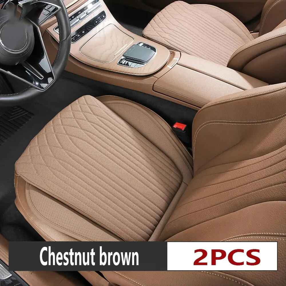 All-Season Nappa Leather Car Seat Cushion - Universal Driver's Front Seat Protector - Delicate Leather  