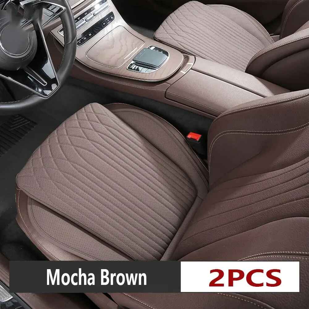 All-Season Nappa Leather Car Seat Cushion - Universal Driver's Front Seat Protector - Delicate Leather  