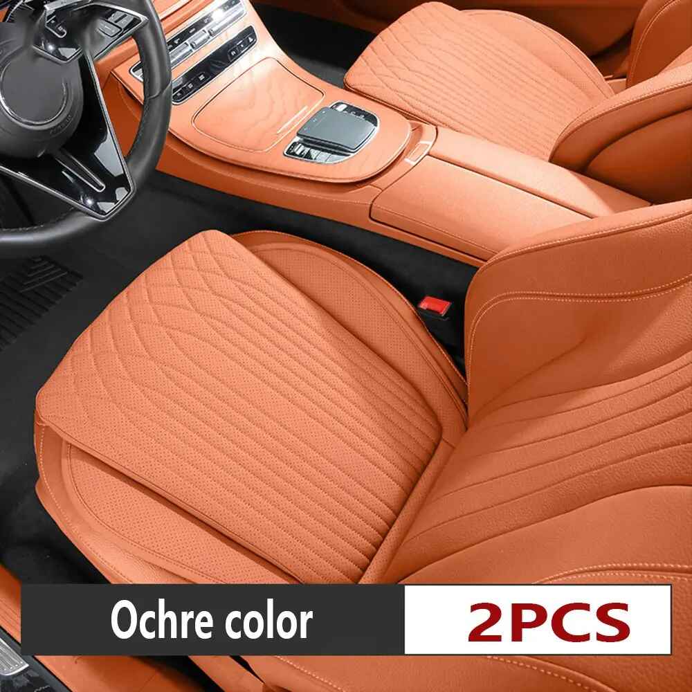 All-Season Nappa Leather Car Seat Cushion - Universal Driver's Front Seat Protector - Delicate Leather  