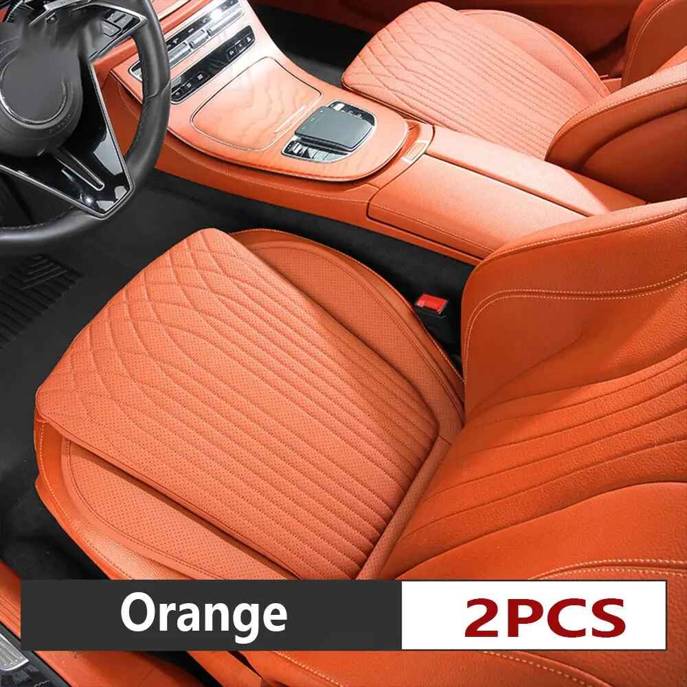 All-Season Nappa Leather Car Seat Cushion - Universal Driver's Front Seat Protector - Delicate Leather  