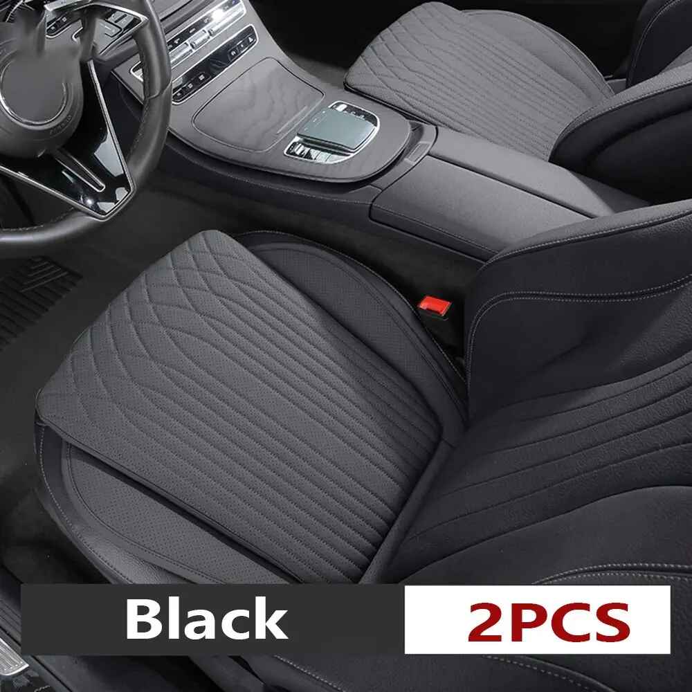All-Season Nappa Leather Car Seat Cushion - Universal Driver's Front Seat Protector - Delicate Leather  