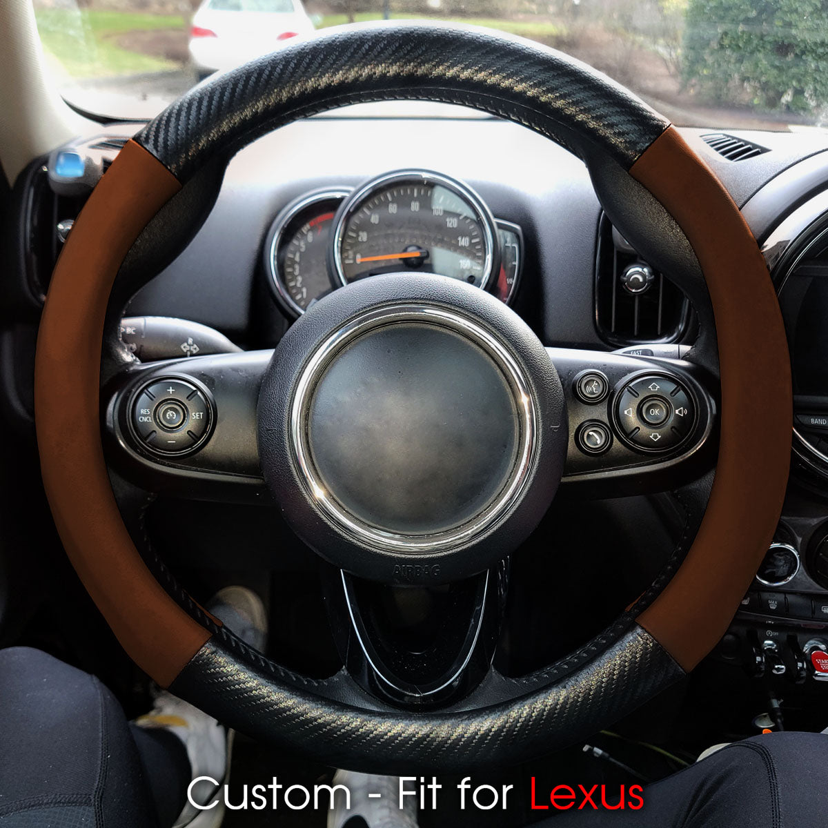 Car Steering Wheel Cover, Custom-Fit For Cars, Leather Nonslip 3D Carbon Fiber Texture Sport Style Wheel Cover for Women, Interior Modification for All Car Accessories DLFJ225