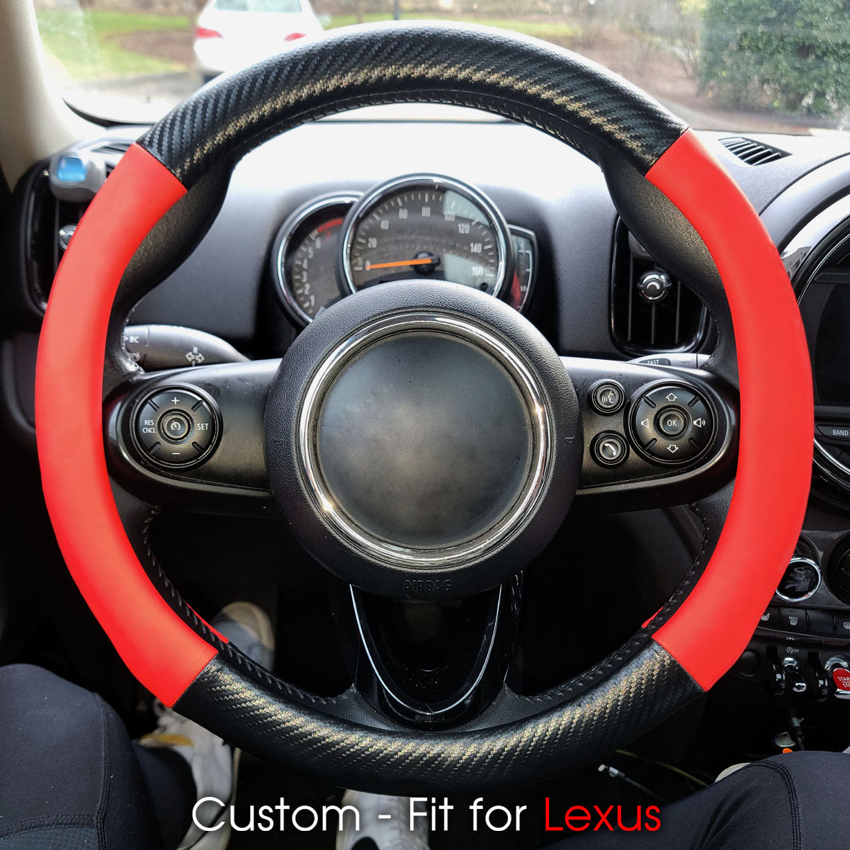 Car Steering Wheel Cover, Custom-Fit For Cars, Leather Nonslip 3D Carbon Fiber Texture Sport Style Wheel Cover for Women, Interior Modification for All Car Accessories DLFJ225