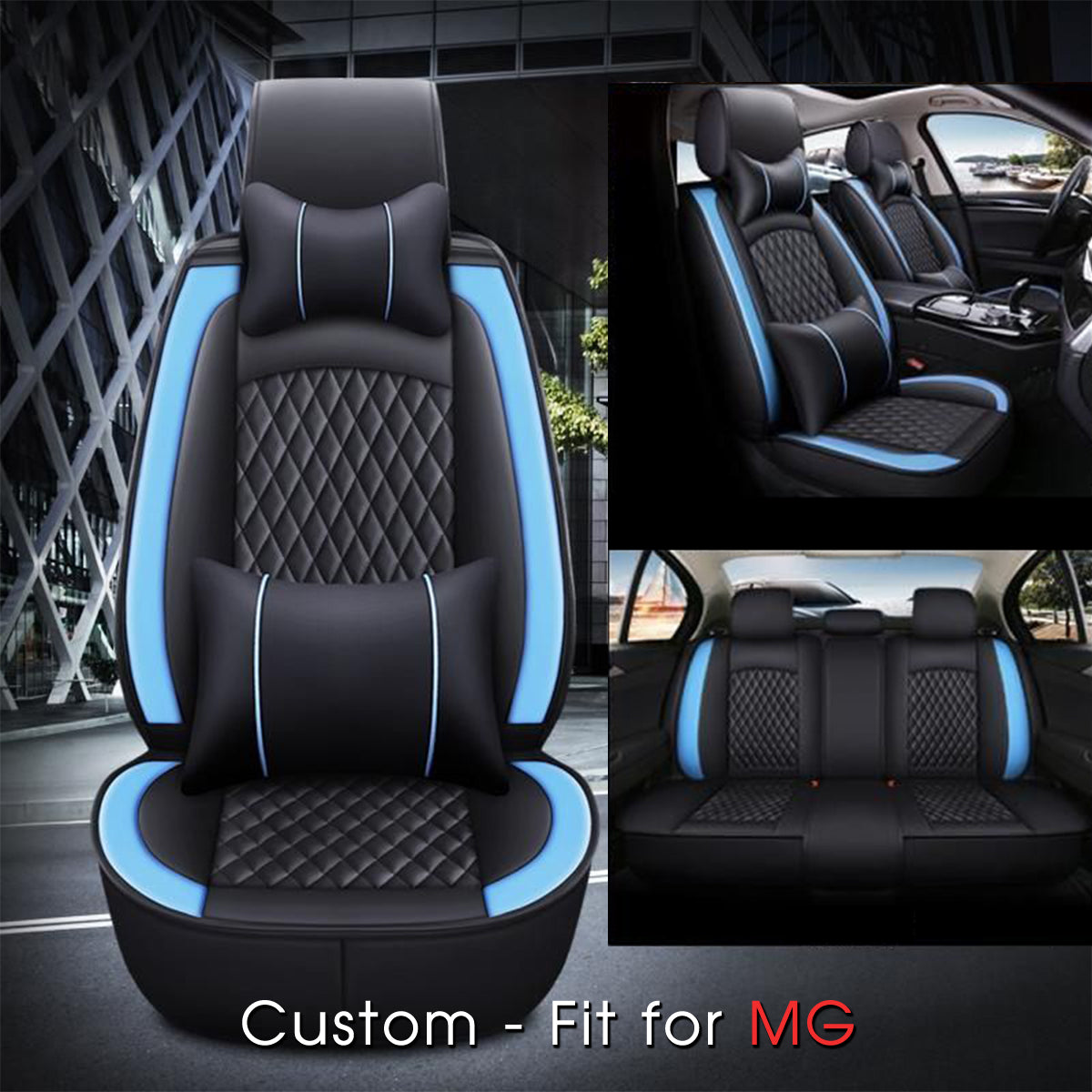 2 Car Seat Covers Full Set, Custom-Fit For Car, Waterproof Leather Front Rear Seat Automotive Protection Cushions, Car Accessories DLMC211