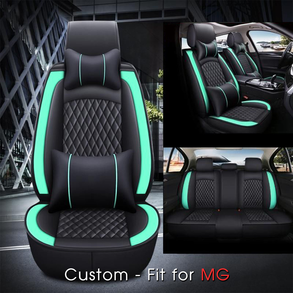 2 Car Seat Covers Full Set, Custom-Fit For Car, Waterproof Leather Front Rear Seat Automotive Protection Cushions, Car Accessories DLMC211