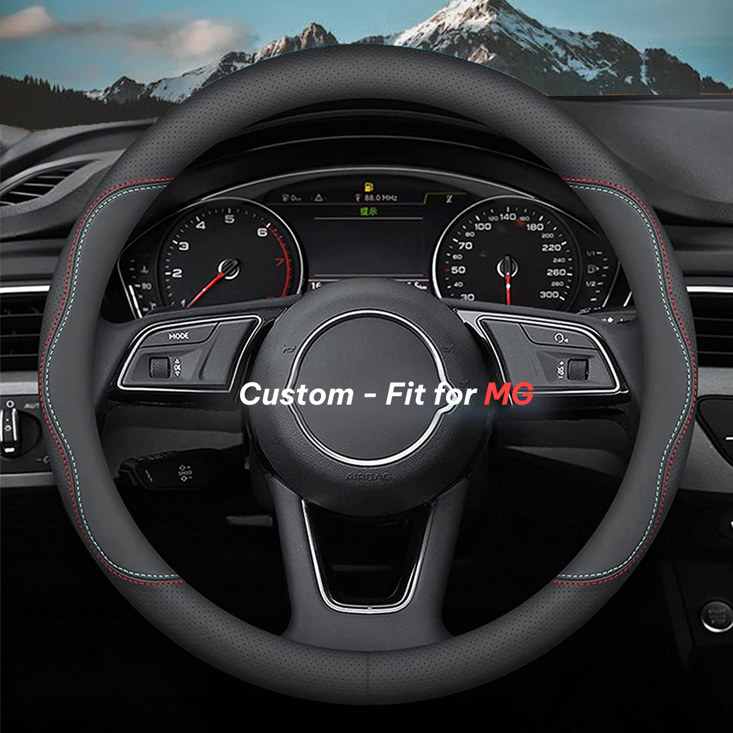 Car Steering Wheel Cover 2024 Update Version, Custom-Fit for Car, Premium Leather Car Steering Wheel Cover with Logo, Car Accessories DLMC222