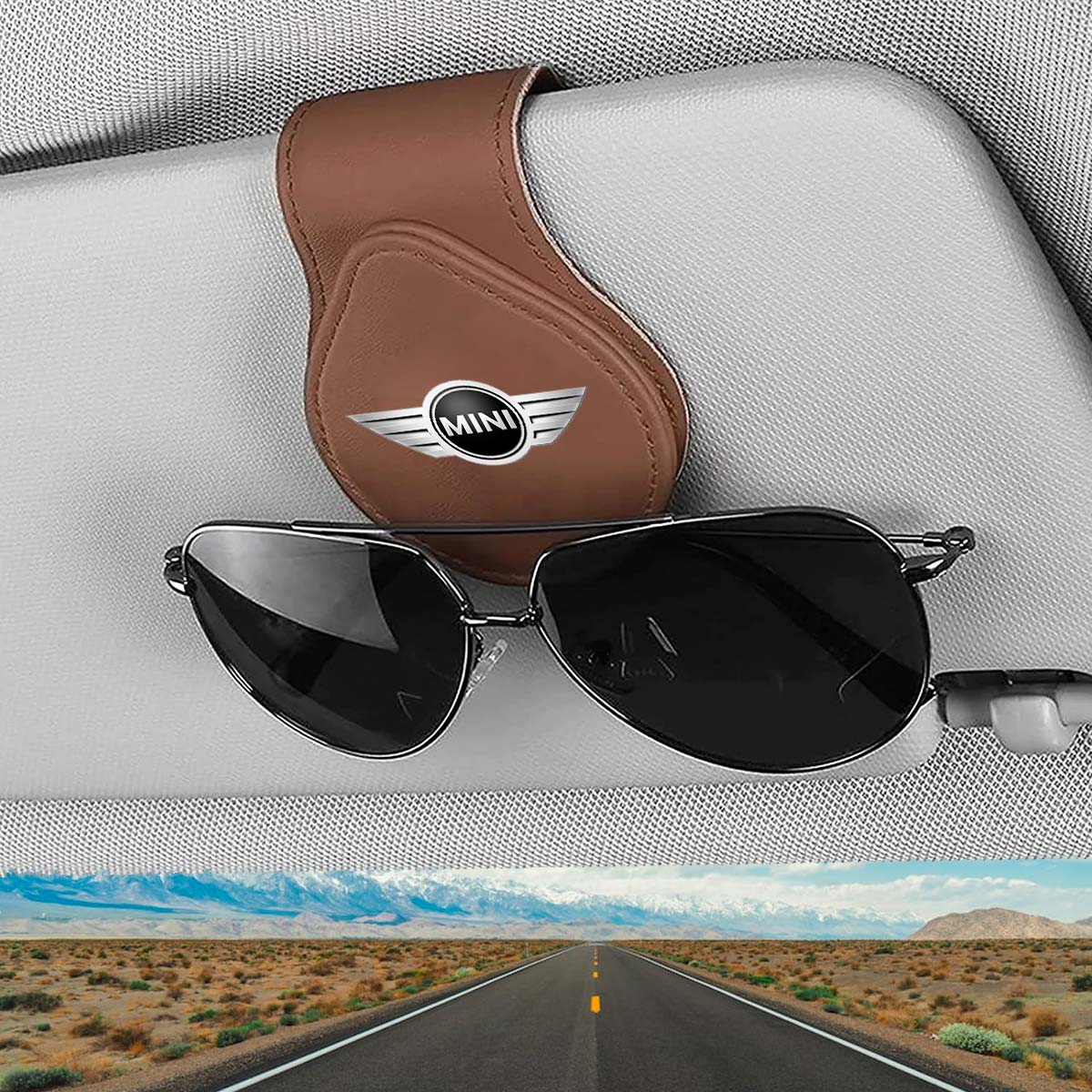 Car Sunglasses Holder, Custom For Your Cars, Magnetic Leather Glasses Frame 2023 Update MC13995 - Delicate Leather