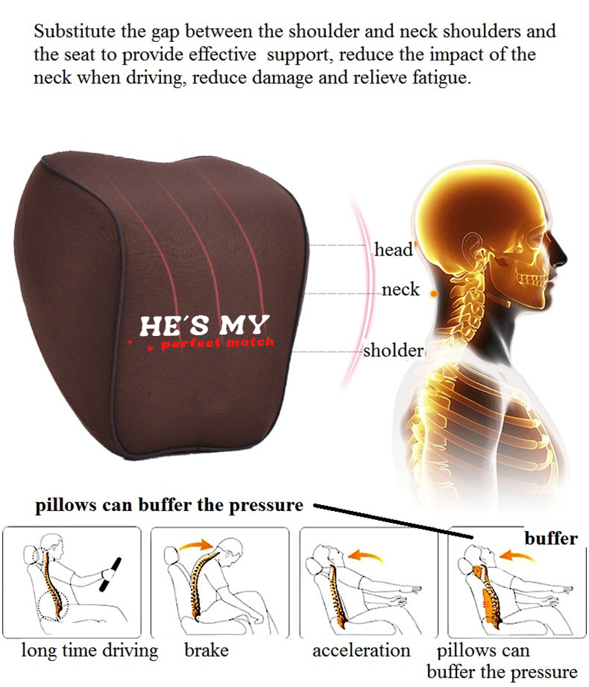 She's My Perfect Match -He's My Perfect Match Lumbar Support Cushion for Car and Headrest Neck Pillow Kit, Valentines Day Custom For Cars, Ergonomically Design for Car Seat, Car Accessories, Couple Matching Puzzle 03