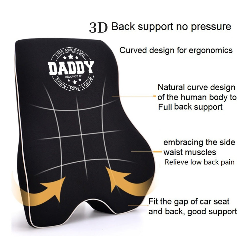 Personalized Lumbar Support Cushion for Car and Headrest Neck Pillow Kit, Happy Father's Day, Custom For Cars, Ergonomically Design for Car Seat, Car Accessories, Gift for Daddy 18