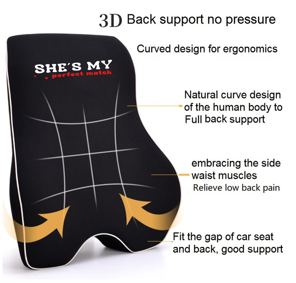 She's My Perfect Match -He's My Perfect Match Lumbar Support Cushion for Car and Headrest Neck Pillow Kit, Valentines Day Custom For Cars, Ergonomically Design for Car Seat, Car Accessories, Couple Matching Puzzle 03