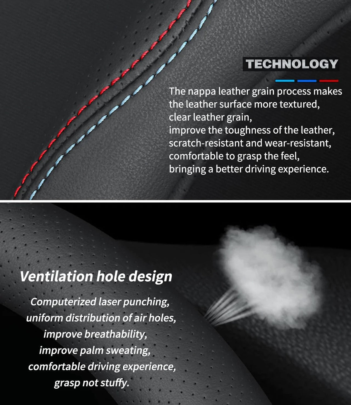 Car Steering Wheel Cover 2025 Update Version, Custom For Your Cars, Premium Leather Car Steering Wheel Cover with Logo, Car Accessories JG18991 - Delicate Leather