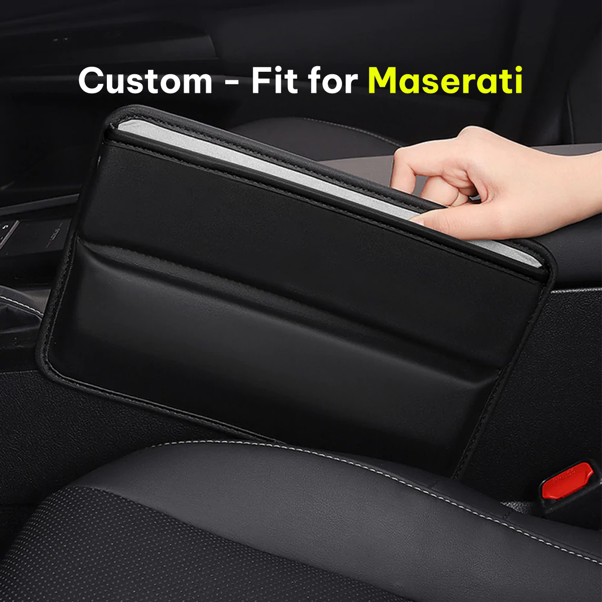 Car Seat Gap Filler Organizer, Custom-Fit For Car, Multifunctional PU Leather Console Side Pocket Organizer for Cellphones, Cards, Wallets, Keys DLMS226