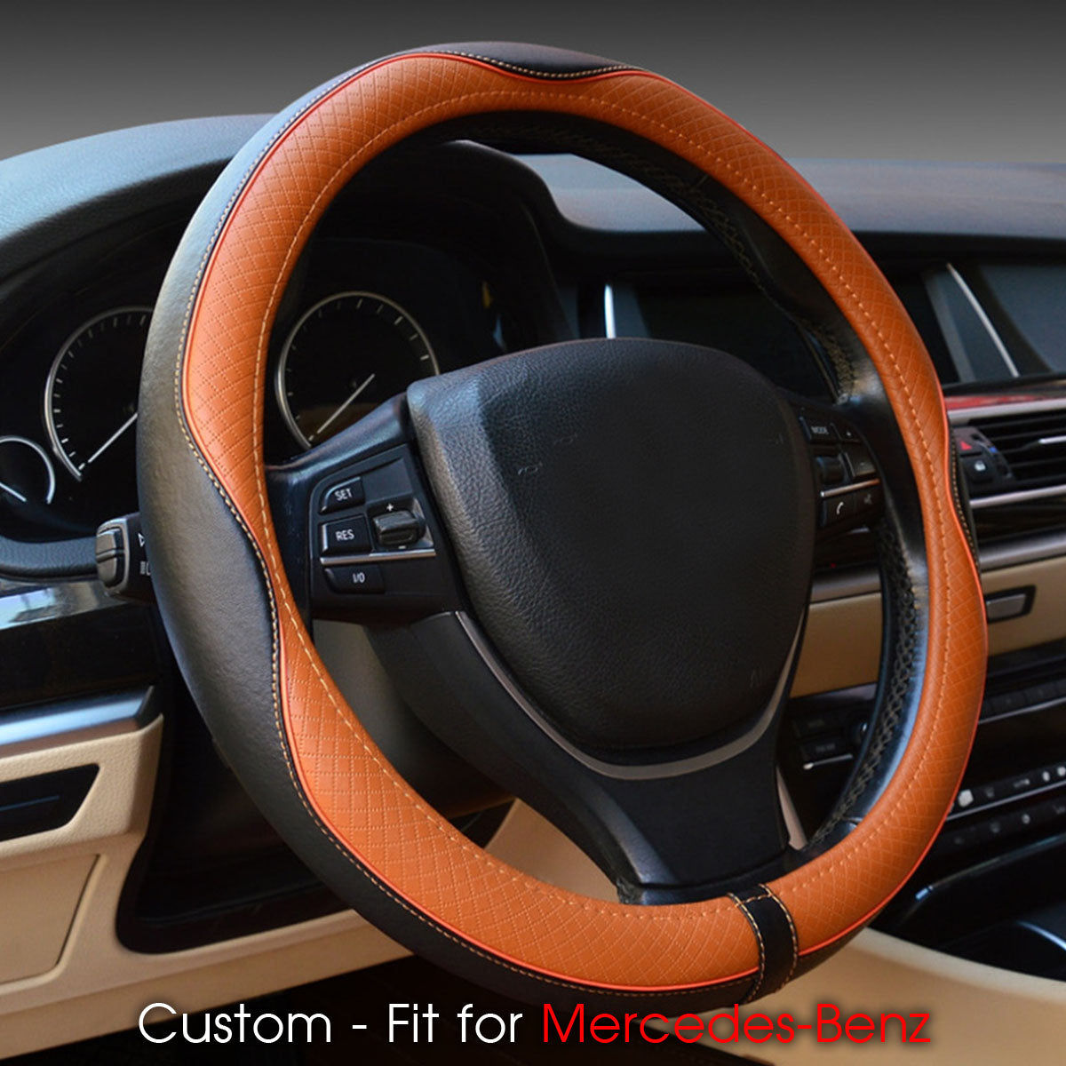 Car Steering Wheel Cover, Custom For Your Cars, Anti-Slip, Safety, Soft, Breathable, Heavy Duty, Thick, Full Surround, Sports Style, Car Accessories MB18990