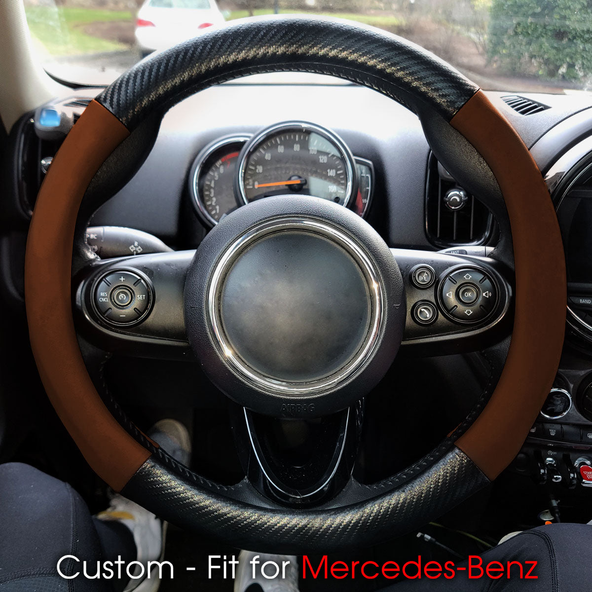 Car Steering Wheel Cover, Custom-Fit For Cars, Leather Nonslip 3D Carbon Fiber Texture Sport Style Wheel Cover for Women, Interior Modification for All Car Accessories DLMB225