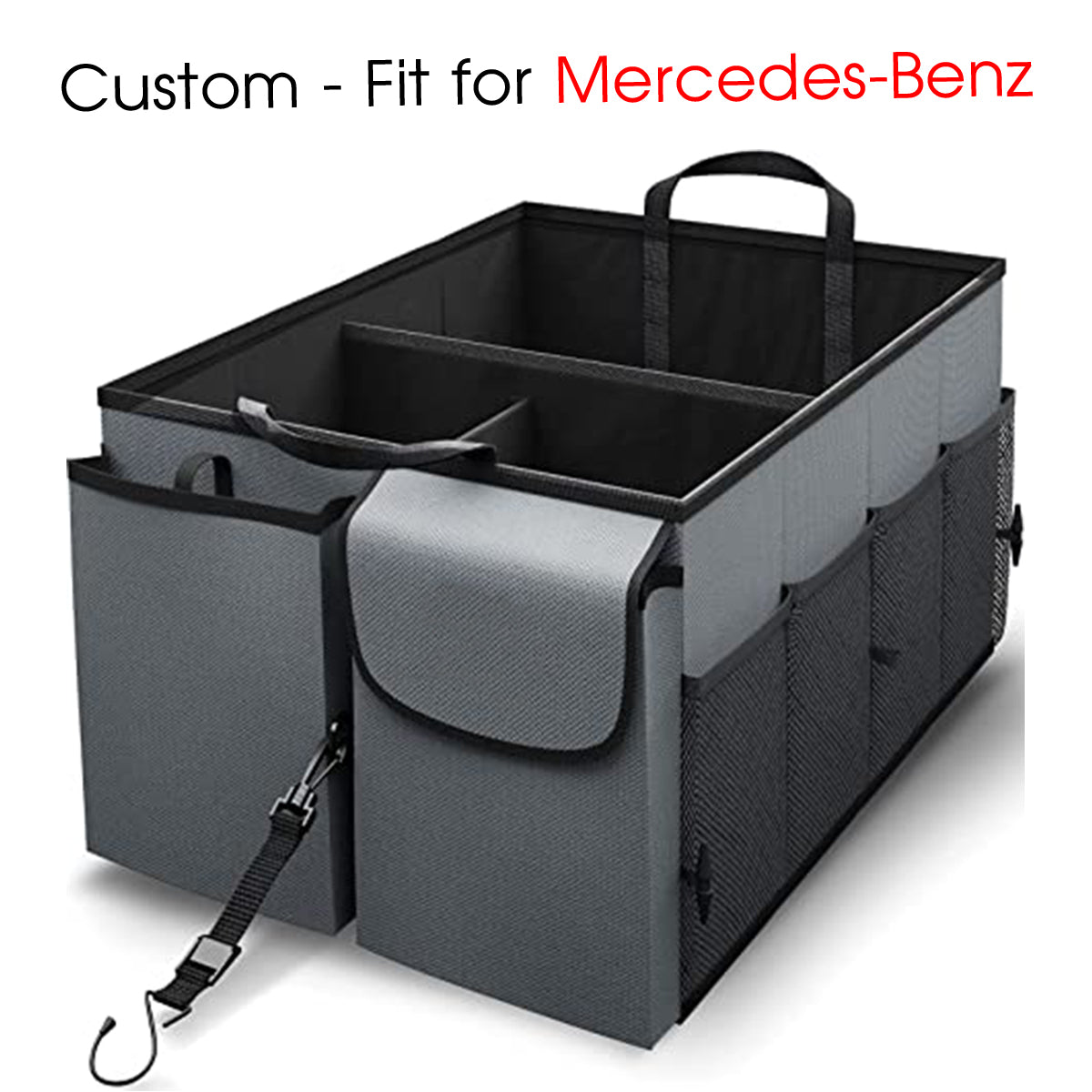 Car Trunk Organizer - Collapsible, Custom-Fit For Car, Multi-Compartment Automotive SUV Car Organizer for Storage w/ Adjustable Straps - Car Accessories for Women and Men DLMB232