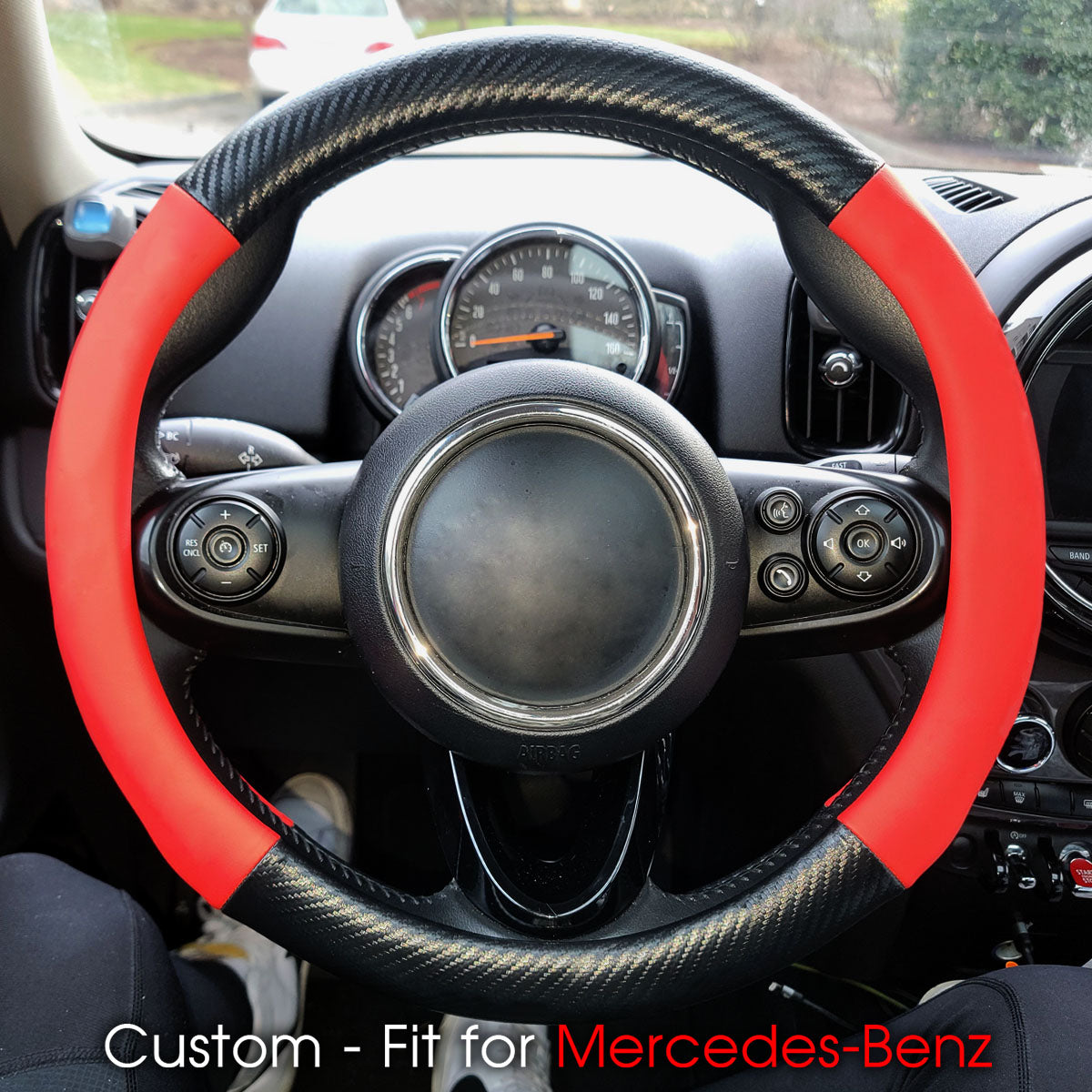 Car Steering Wheel Cover, Custom-Fit For Cars, Leather Nonslip 3D Carbon Fiber Texture Sport Style Wheel Cover for Women, Interior Modification for All Car Accessories DLMB225