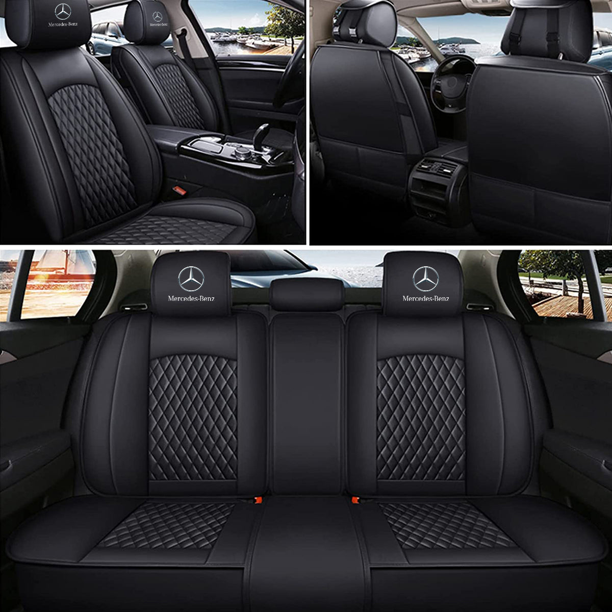 2 Car Seat Covers Full Set, Custom For Your Cars, Waterproof Leather Front Rear Seat Automotive Protection Cushions, Car Accessories MB - Delicate Leather  