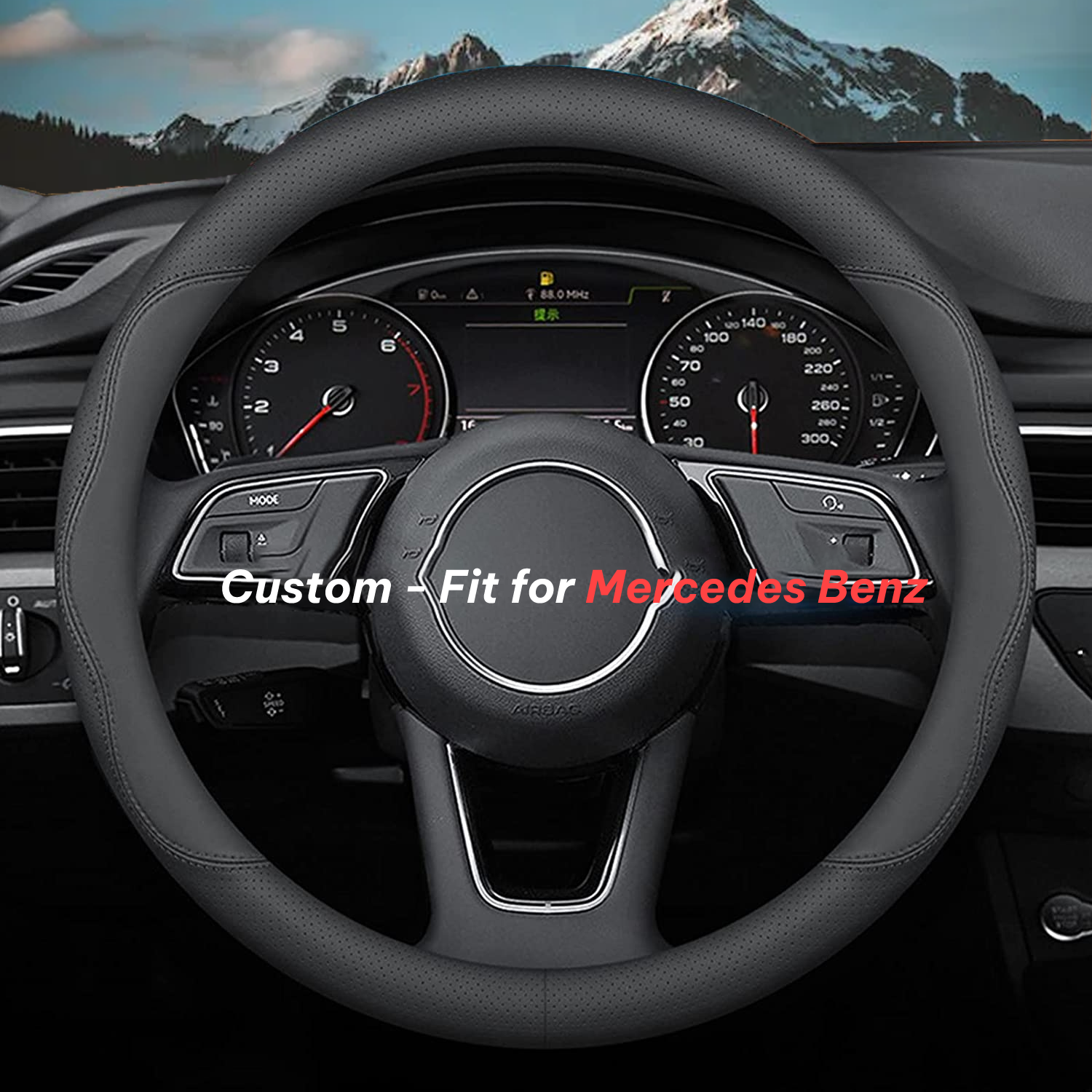 Car Steering Wheel Cover 2024 Update Version, Custom-Fit for Car, Premium Leather Car Steering Wheel Cover with Logo, Car Accessories DLMB222