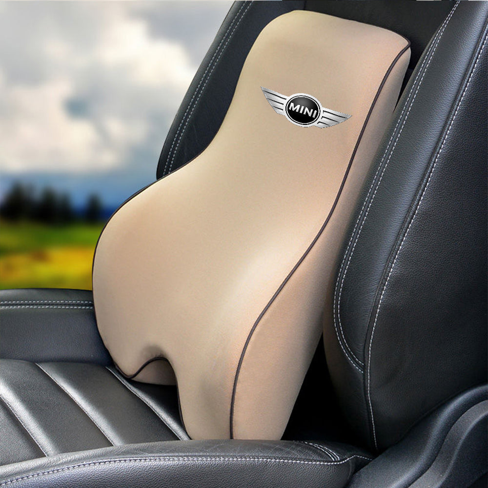 Lumbar Support Cushion for Car and Headrest Neck Pillow Kit, Custom For Cars, Ergonomically Design for Car Seat, Car Accessories MC13983 - Delicate Leather