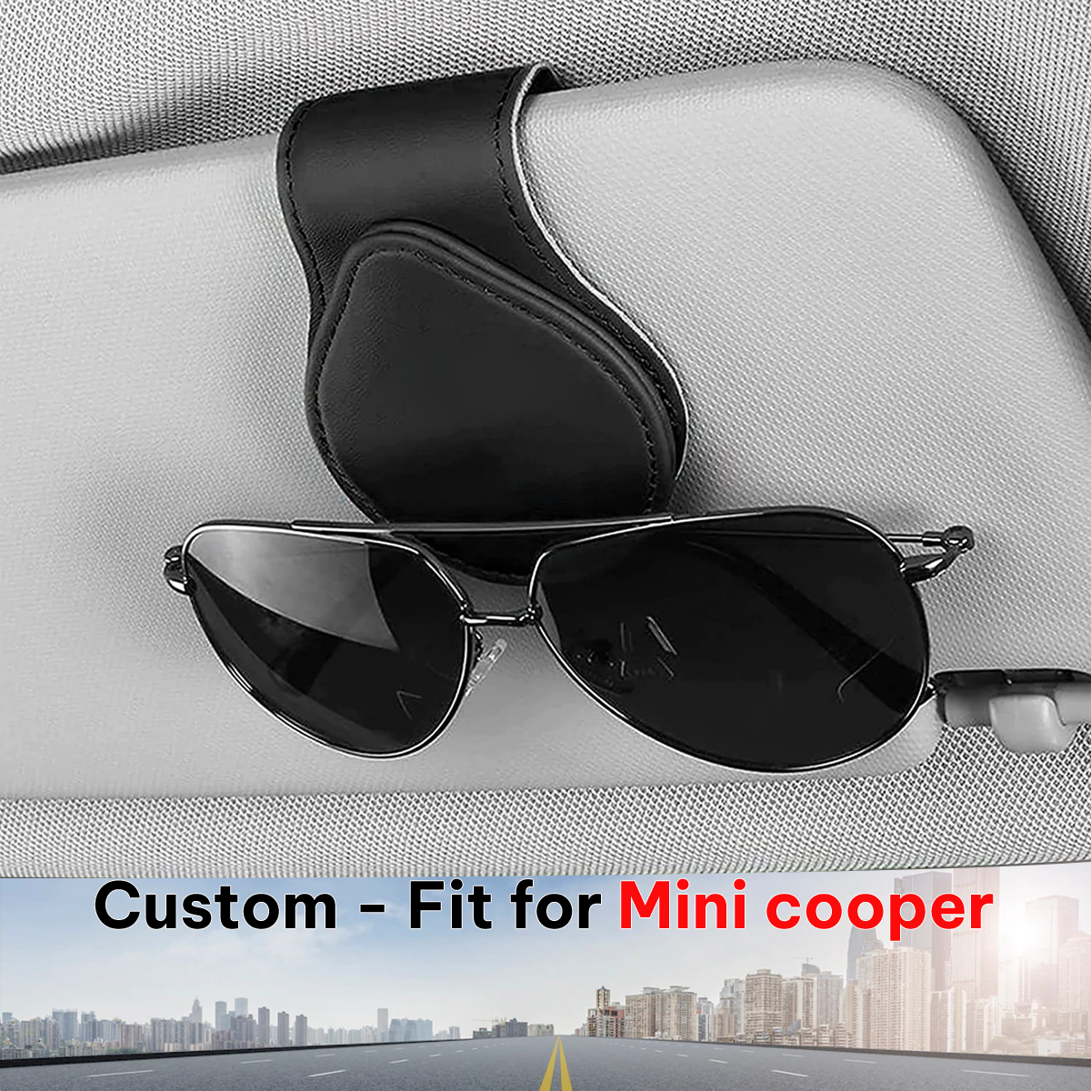 Car Sunglasses Holder, Custom-Fit For Car, Magnetic Leather Glasses Frame 2024 Update DLMT230