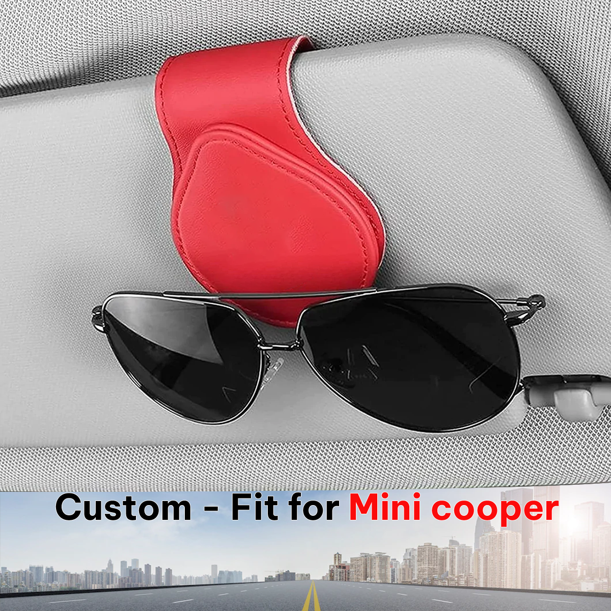 Car Sunglasses Holder, Custom-Fit For Car, Magnetic Leather Glasses Frame 2024 Update DLMT230