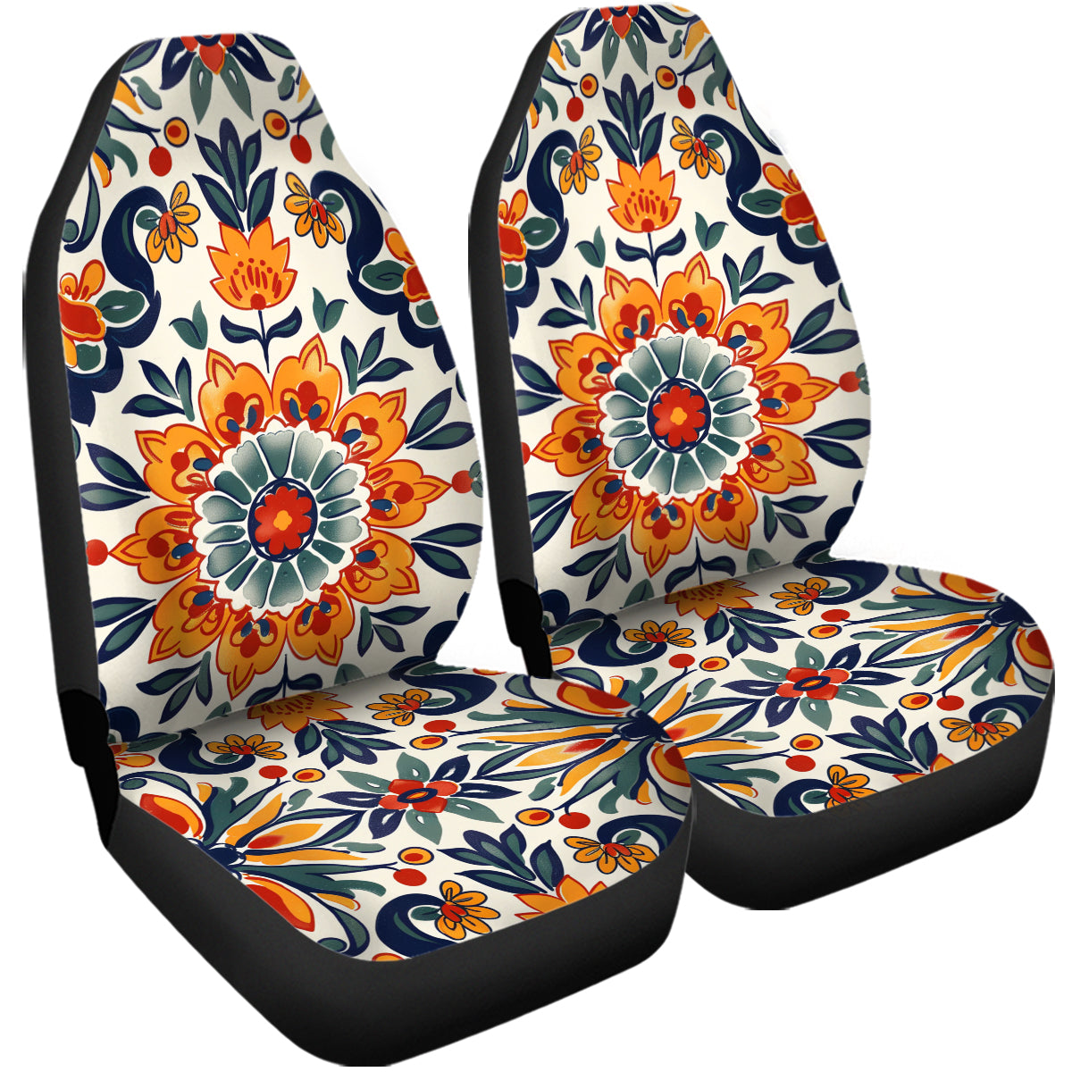 Boho Car Seat Covers, Mandala Boho Custom For Your Cars, Car Bucket Seat Protection Airbag Compatible 2 PCS, Car Accessories, Boho 05