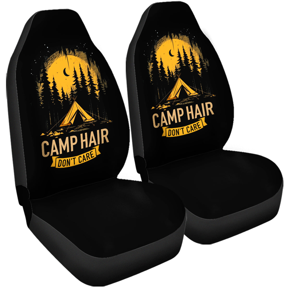 Camping Hair Don't Care Car Seat Covers Washable Breathable Car Seat Wrap Universal Fits Most Auto Truck Van SUV Car Seat Wrap, Camp Hair Don't Care 01