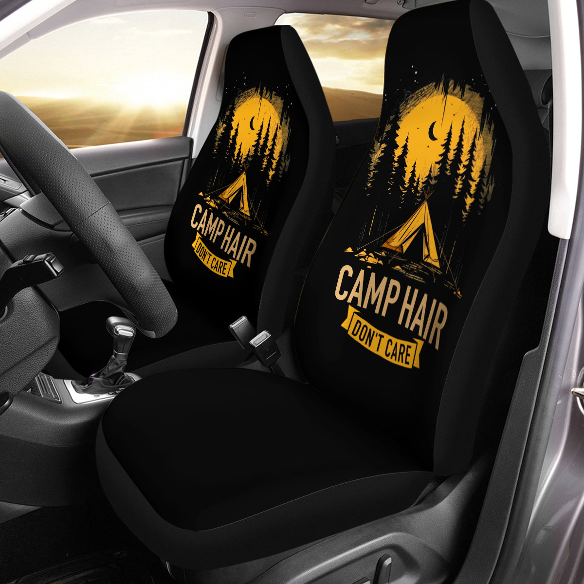 Camping Hair Don't Care Car Seat Covers Washable Breathable Car Seat Wrap Universal Fits Most Auto Truck Van SUV Car Seat Wrap, Camp Hair Don't Care 01