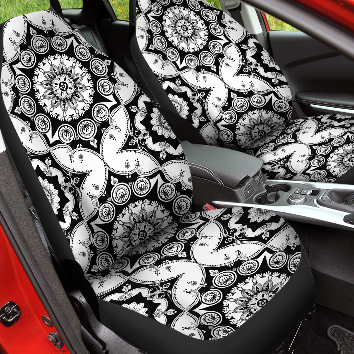 Boho Car Seat Covers, Mandala Boho Custom For Your Cars, Car Bucket Seat Protection Airbag Compatible 2 PCS, Car Accessories, Boho 14