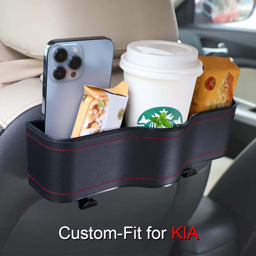 Car Headrest Backseat Organizer with Cup Holders, Custom-Fit For Car, Seat Back Organizer Perfect for Eating in Your Car, Back Seat Organizer for Kids DLUE242