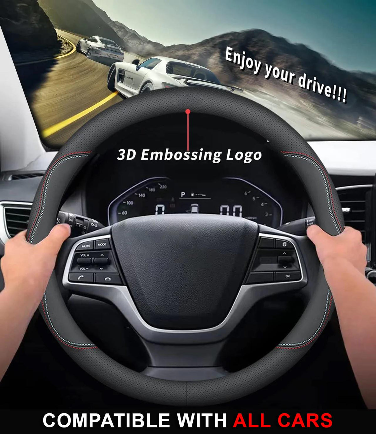 Car Steering Wheel Cover 2025 Update Version, Custom For Your Cars, Premium Leather Car Steering Wheel Cover with Logo, Car Accessories JG18991 - Delicate Leather
