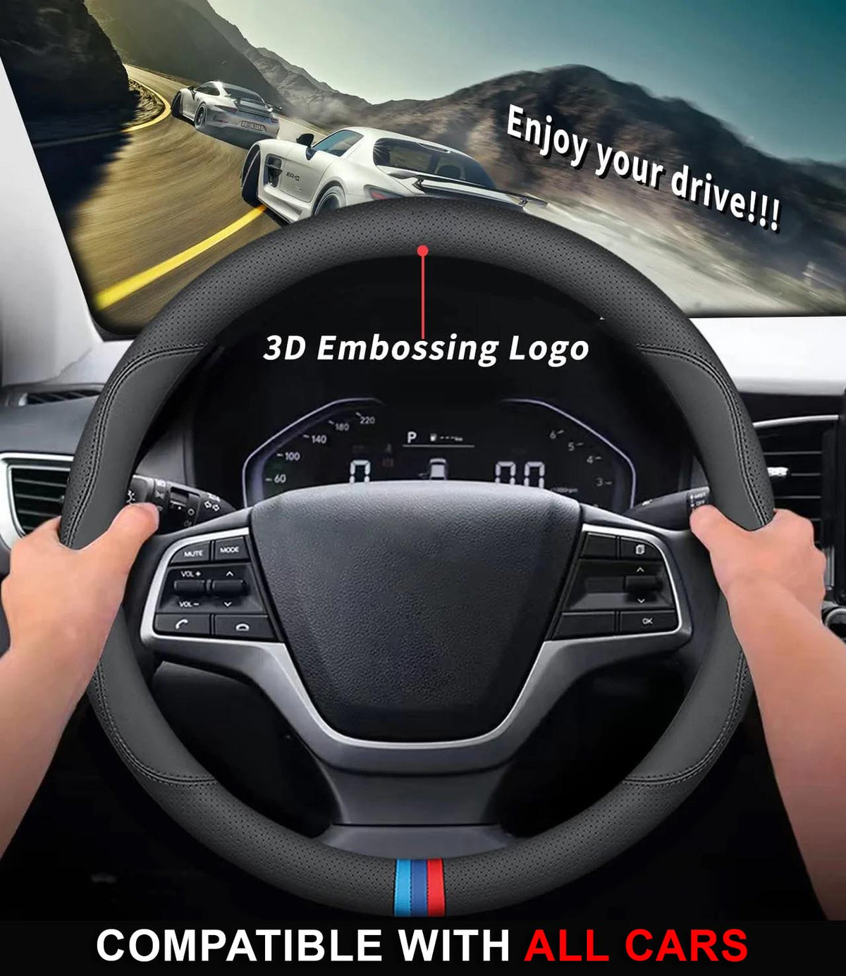 Car Steering Wheel Cover 2025 Update Version, Custom For Your Cars, Premium Leather Car Steering Wheel Cover with Logo, Car Accessories JG18991 - Delicate Leather