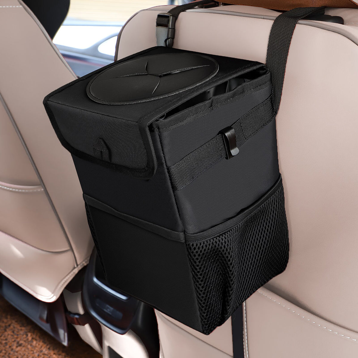 Waterproof Car Trash Can with Lid and Storage Pockets, Custom-Fit For Car, 100% Leak-Proof Car Organizer, Waterproof Car Garbage Can, Multipurpose Trash Bin for Car DLHY234