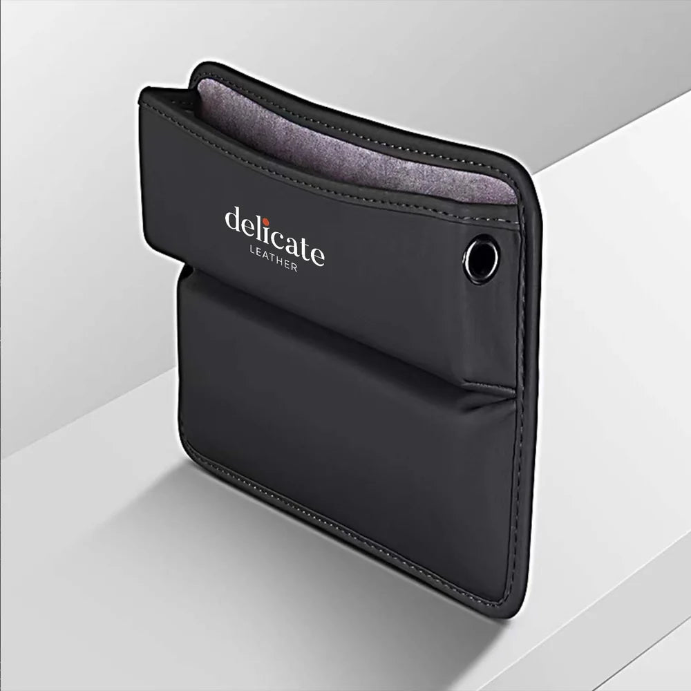 Car Seat Gap Filler Organizer, Custom Fir For Your Cars, Multifunctional PU Leather Console Side Pocket Organizer for Cellphones, Cards, Wallets, Keys - Delicate Leather  