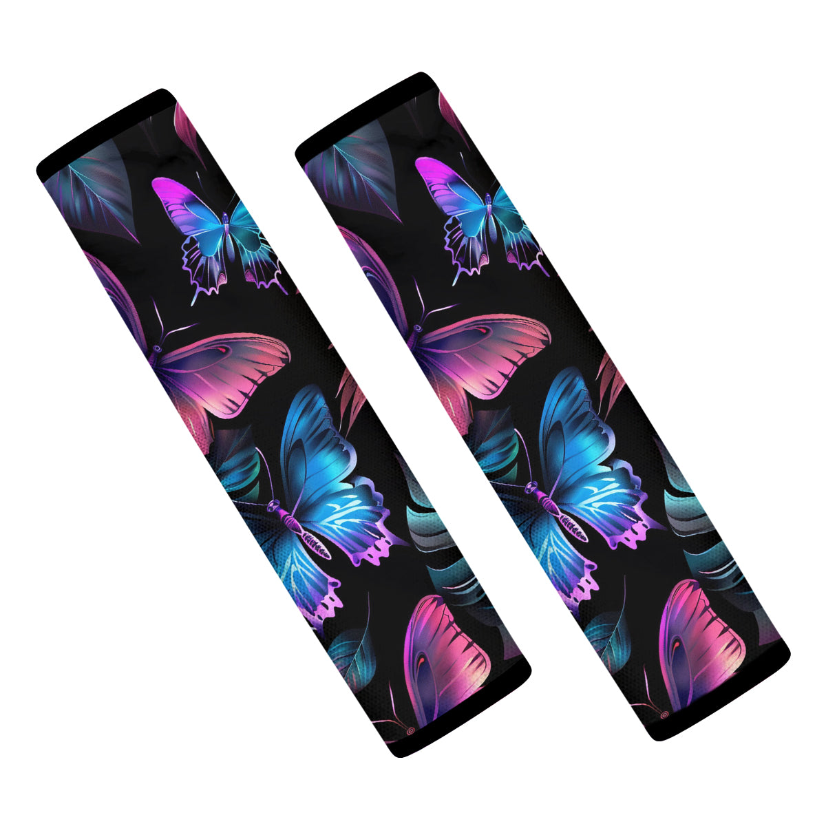 Tropical Rainforest Seat Belt Covers (2PCS), Butterfly And Flower, Forest Botanical Microfiber Leather Seat Belt Shoulder Pads for More Comfortable Driving, Tropical 08