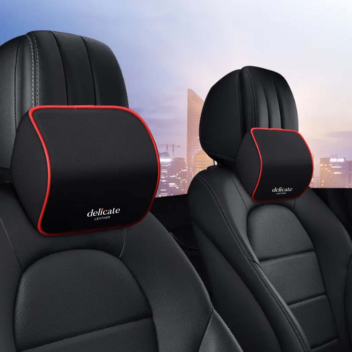 Enhance Your Driving Comfort with the Car Neck Headrest Pillow: Premium Auto Seat Head Support and Neck Protector - Memory Cotton Cushion for Automobiles - Delicate Leather