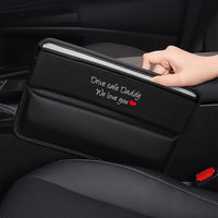 Car Seat Gap Filler Organizer, Custom FIt For Your Cars, Drive Safe Daddy, Multifunctional PU Leather Console Side Pocket Organizer for Cellphones, Cards, Wallets, Keys, Gift for Daddy